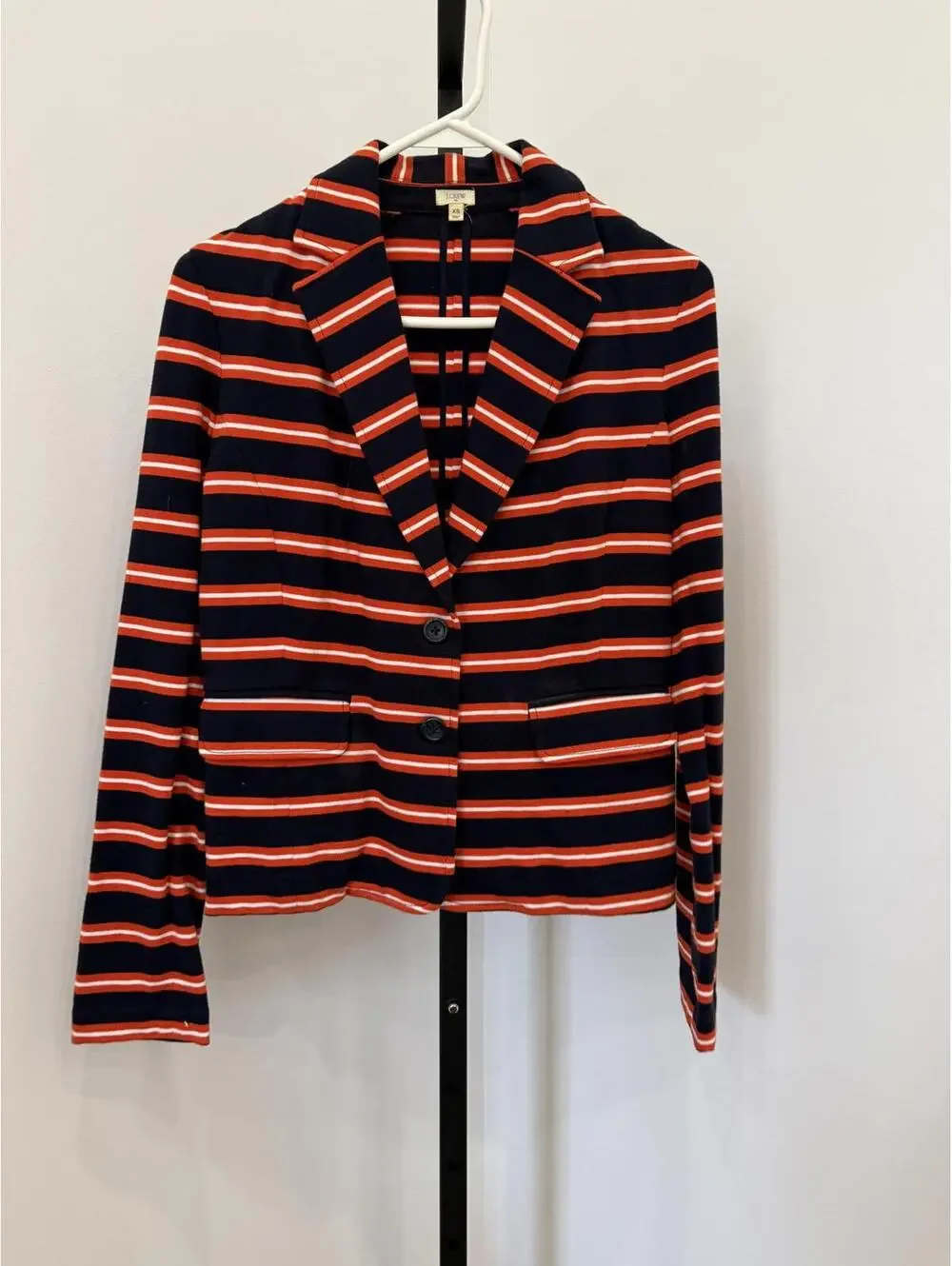 J.Crew Striped Navy and Red Blazer Jacket XS Jersey Sweatshirt